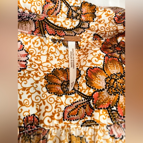 Free People I Got You Pink Yellow Floral Print Long Sleeve Crop Top Size XS - Picture 9 of 12